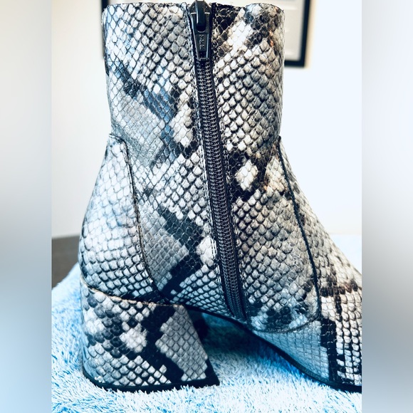 ELENA IACHI- SNAKE PRINT ANKLE BOOTS IN A SILVER, DARK GREY, A TOUCH OF BLACK - Picture 6 of 16